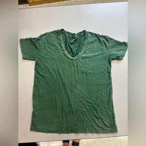 Aerie Green Women's Casual Top 100% cotton distressed short sleeve small